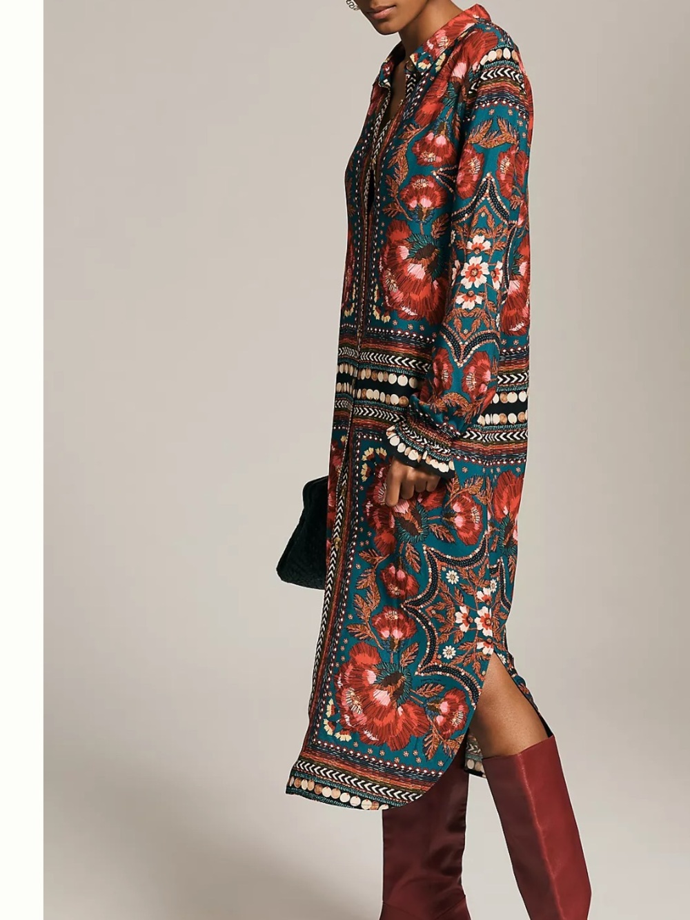 FARM Rio for Anthropologie Floral Button Front Shirt Dress Size Small - Picture 2 of 8